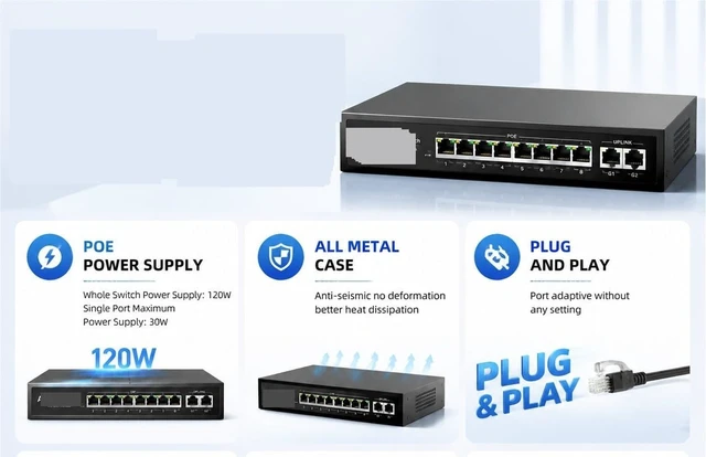 Alt view image 2 of 5 - SKS1200-5GPY1XF 6 Ports 2.5G Unmanaged Switch 5*2.5G RJ45(US Plug)