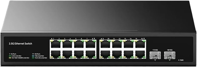 Main image of Unmanaged Network Switch,ZX300S-16T2XS 16 Port 2.5G RJ45 2 Port 10G SFP+ Slot