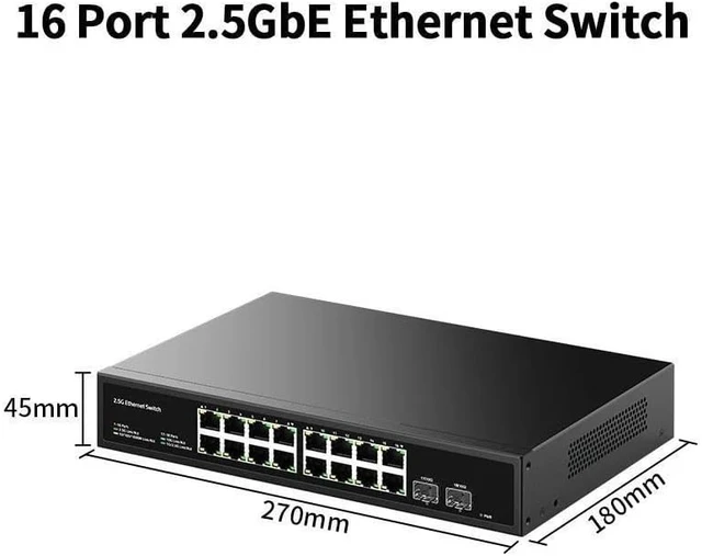 Main image of 16 Port 2.5G Switch 2 Port 10G SFP+ Network Switch 120G Networking Hub
