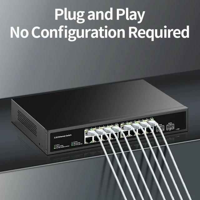 Alt view image 5 of 6 - 16 Port 2.5G Switch 2 Port 10G SFP+ Network Switch 120G Networking Hub