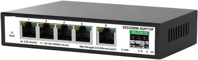 Alt view image 3 of 5 - SKS1200-5GPY1XF 6 Ports 2.5G Unmanaged Switch 5*2.5G RJ45(US Plug)