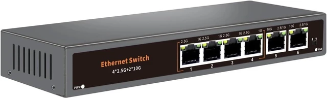 Main image of 6 Port 2.5G 10G Network Switch Multi Gigabit RJ45 Ethernet Switcher