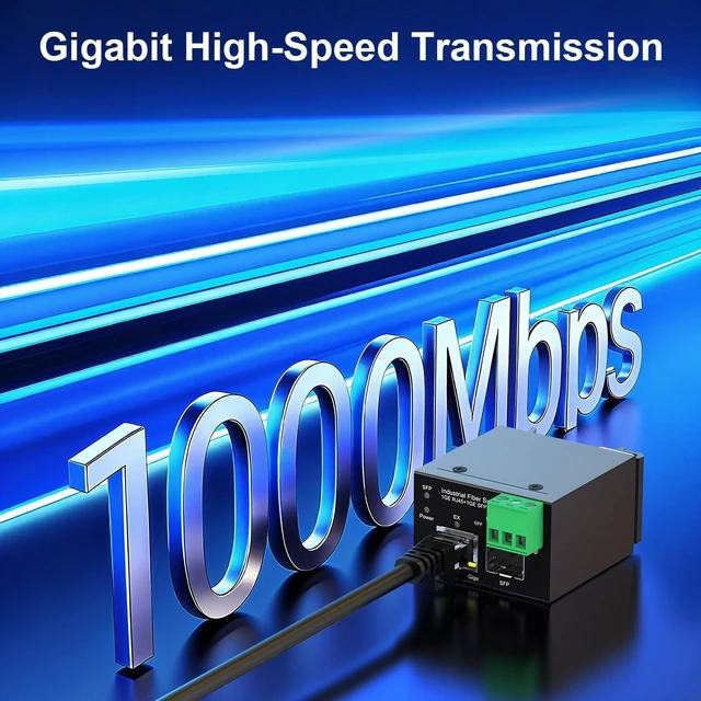 Alt view image 2 of 6 - Industrial POE Switch 1 Gigabit RJ45 Port 1 Gigabit SFP Port