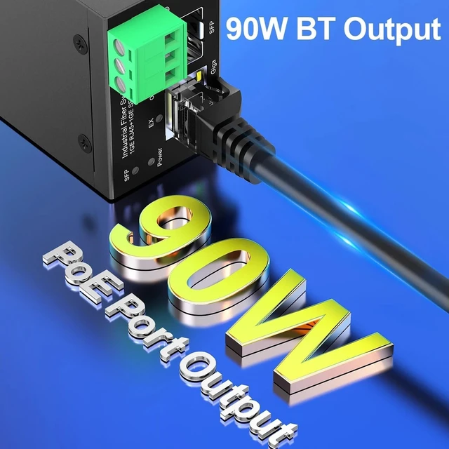 Alt view image 3 of 6 - Industrial POE Switch 1 Gigabit RJ45 Port 1 Gigabit SFP Port