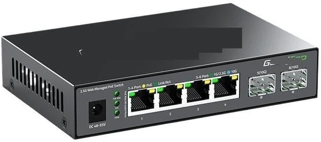 Main image of 6 Port POE Switch 2.5G Managed,IEEE802.3af/at,120W Fanless 2.5Gb PoE Switch