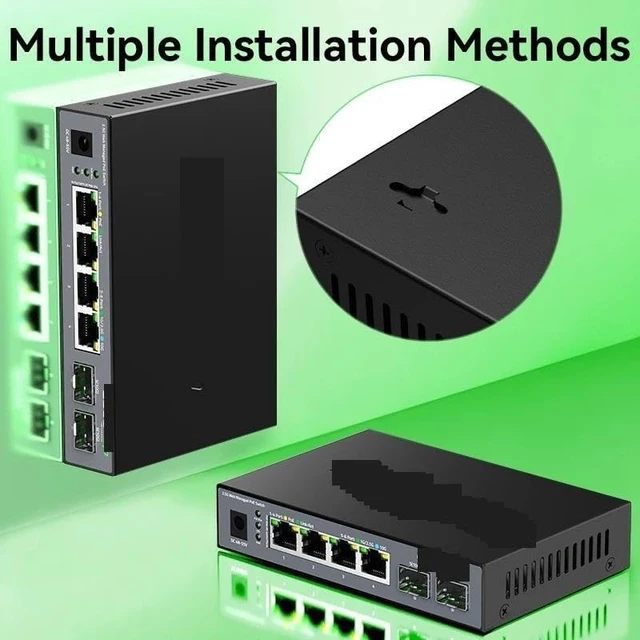 Alt view image 7 of 7 - 6 Port POE Switch 2.5G Managed,IEEE802.3af/at,120W Fanless 2.5Gb PoE Switch