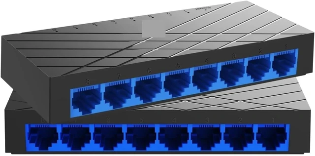 Alt view image 4 of 6 - 8 Port Gigabit Ethernet Switch 10/100/1000mbps Switch Plug-and-Play