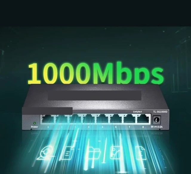 Main image of 8 Port Gigabit Ethernet Switch 1000Mbps Network Switcher RJ45