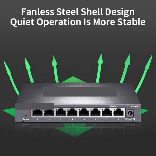 Alt view image 3 of 5 - 8 Port Gigabit Ethernet Switch 1000Mbps Network Switcher RJ45