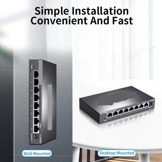 Alt view image 5 of 5 - 8 Port Gigabit Ethernet Switch 1000Mbps Network Switcher RJ45