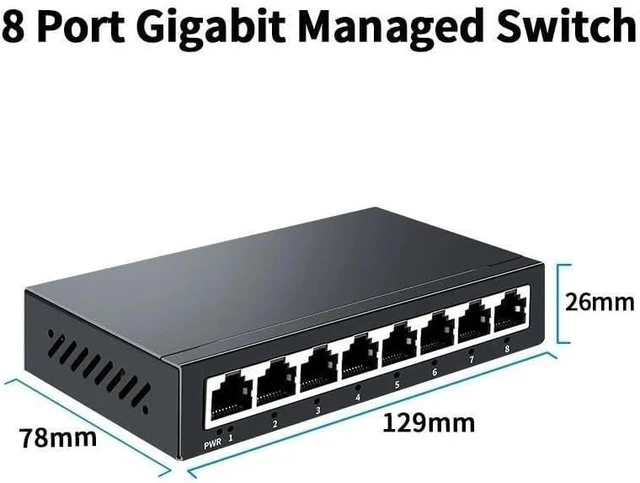 Main image of 8 Port Gigabit Ethernet Switch Managed 1000Mbps Network Switcher