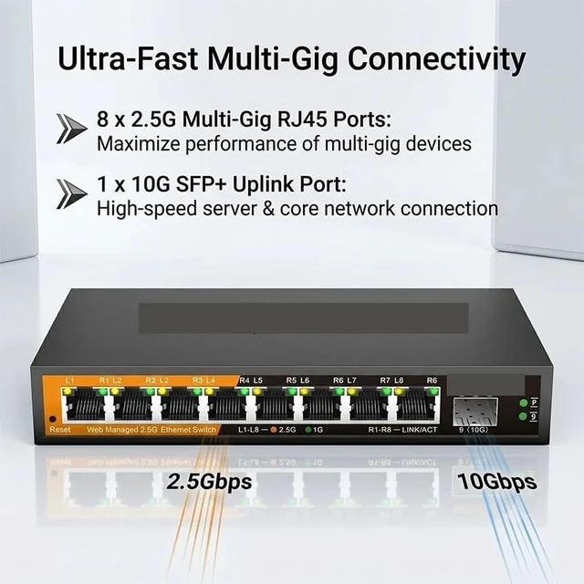 Alt view image 4 of 6 - 9-Port 2.5G Web Managed Switch