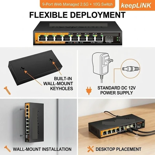 Alt view image 6 of 6 - 9-Port 2.5G Web Managed Switch
