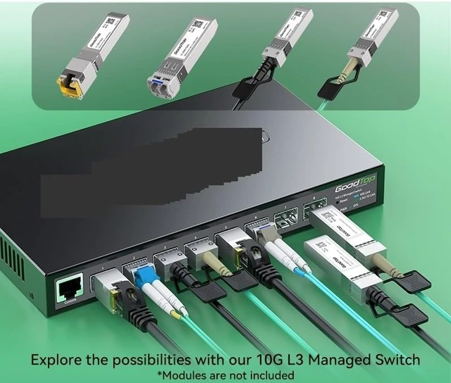 Alt view image 2 of 4 - 8 Port 10G L3 Managed Switch,10Gb Optical SFP+ Ethernet Network Switch