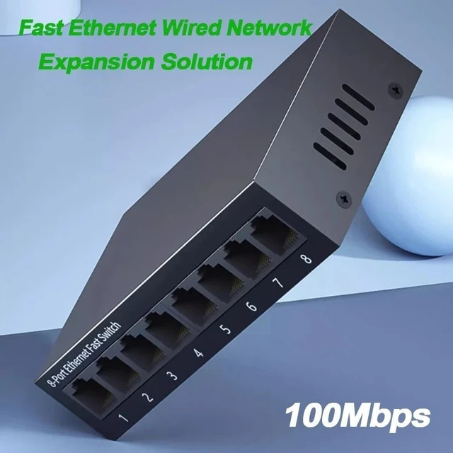 Alt view image 5 of 7 - 5/8 Port 10/100Mbps Network Switches Ethernet Fast Network Switch(8 Ports Steel Shell)