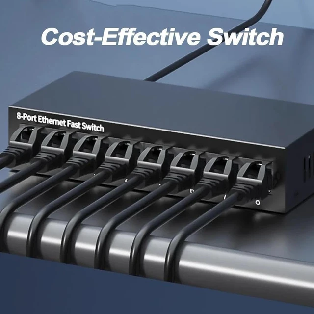 Alt view image 6 of 7 - 5/8 Port 10/100Mbps Network Switches Ethernet Fast Network Switch(8 Ports Steel Shell)