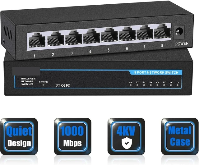 Alt view image 2 of 4 - 8 Ports Ethernet Switch Gigabit Network Switch 100 1000Mbps Gigabit Switch(Plastic Case)