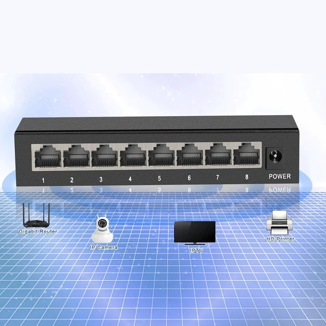 Alt view image 3 of 4 - 8 Ports Ethernet Switch Gigabit Network Switch 100 1000Mbps Gigabit Switch(Plastic Case)