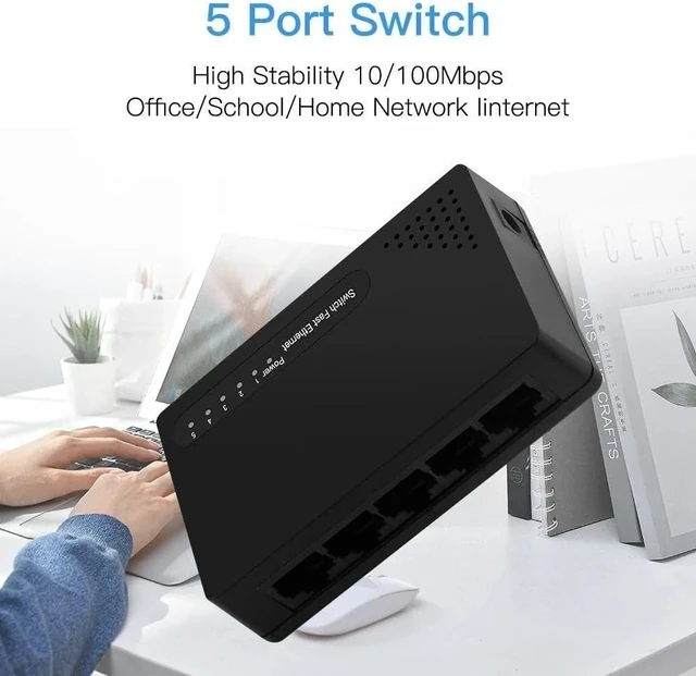 Alt view image 4 of 5 - 5 Ports Network Switch Splitter 100M RJ45 Ethernet Network
