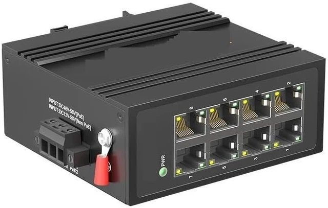 Alt view image 6 of 6 - Industrial 8-Port Megabit Ethernet Switch Unmanaged Plug and Play