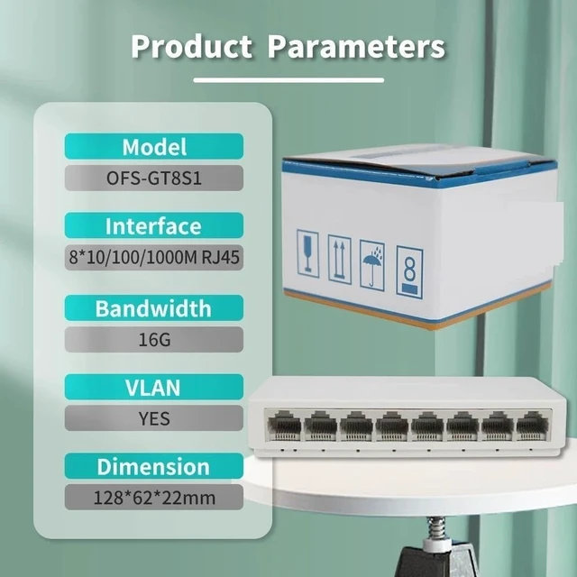 Alt view image 6 of 6 - 5 8 Ports UTP RJ45 Gigabit Ethernet Switch 1000 Mbps Network Switches(8Port 100M)