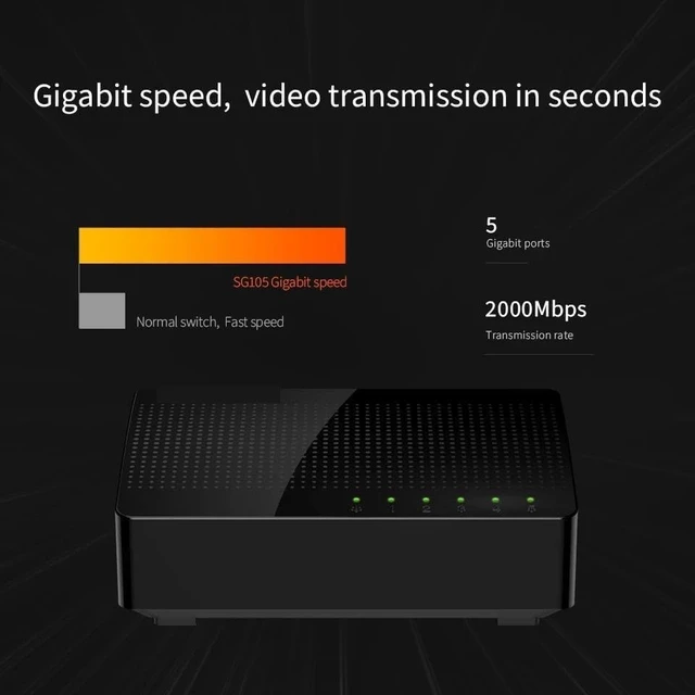 Alt view image 3 of 3 - 1000mbps Gigabit Switch 10/100/1000Mbps 5 Port ethernet Switch Plug-and-Play