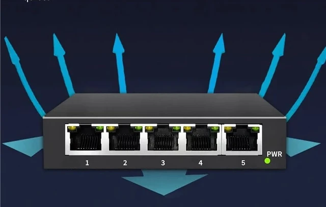 Alt view image 5 of 6 - Gigabit Network Switch 5 8 Ports 1000Mbps Networking Switcher RJ45(8 Metal Black Cable)