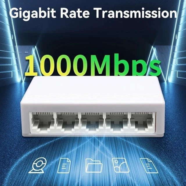 Main image of 5 Port Gigabit Network Switch 1000M Switch Desktop Plug and Play