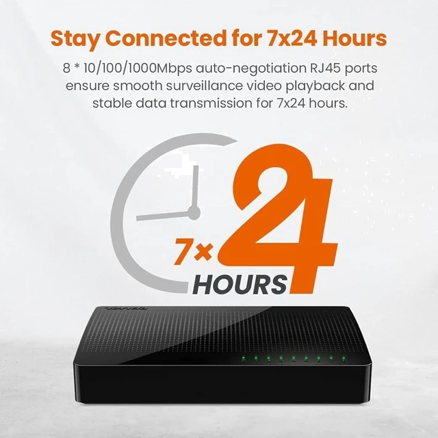Alt view image 3 of 7 - Desktop Network Switch Compatible with Tenda SG108 100/1000M