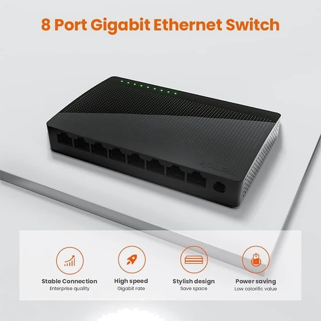 Alt view image 2 of 7 - Desktop Network Switch Compatible with Tenda SG108 100/1000M