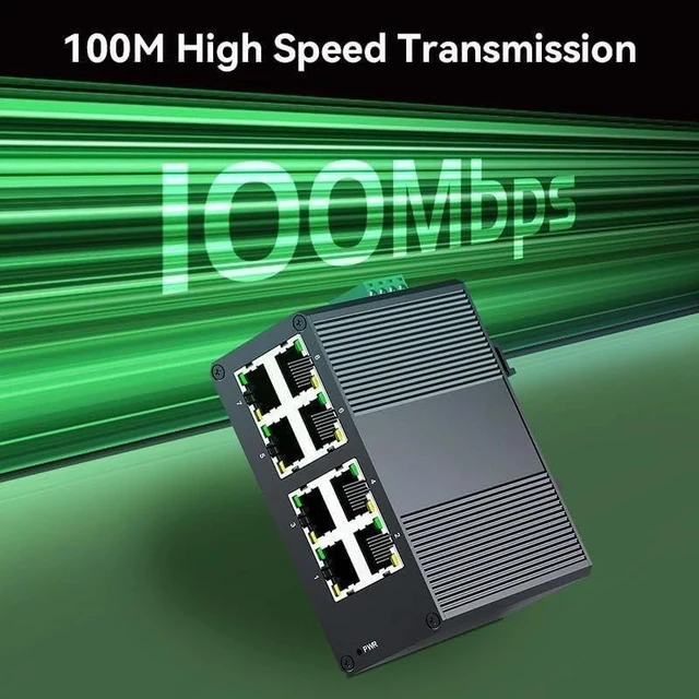 Alt view image 2 of 6 - 8 Port 100Mbps Industrial Switch 10/100M Industry Ethernet Network Switch