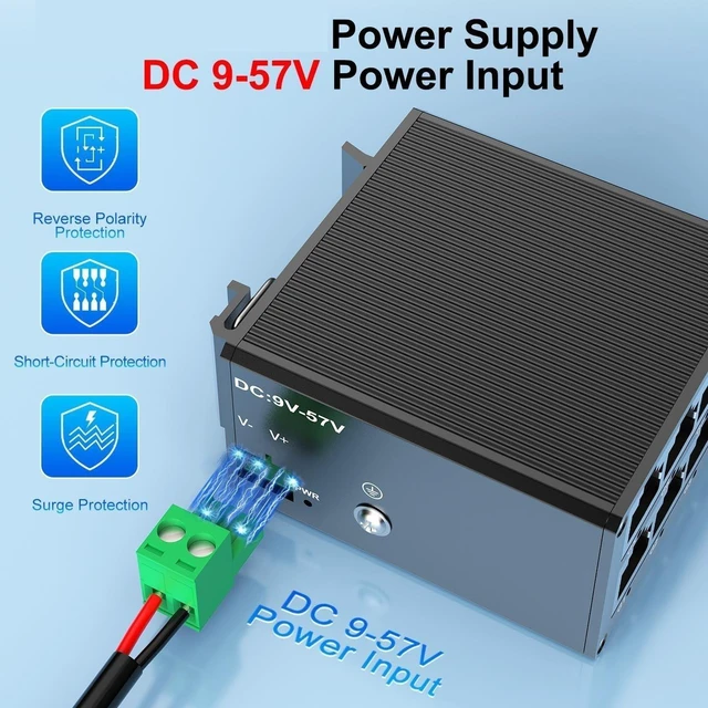 Alt view image 2 of 6 - 8 Port Gigabit Industrial Switch 1000Mbps Network Ethernet Switch