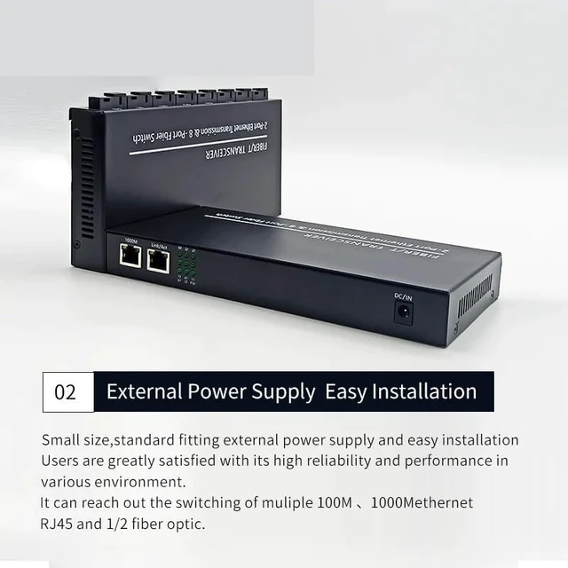Alt view image 5 of 7 - 100/1000M Gigabit Ethernet Fiber Switch 8*1.25G Fiber Port 2 RJ45 Port(1 pcs Simplex 8F-2E)