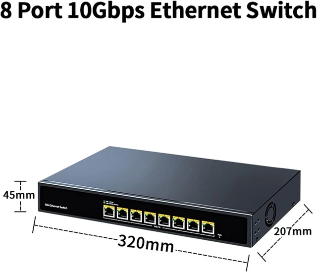 Alt view image 2 of 2 - Business Ethernet switches 10Gbps 8 Port Ethernet Switch 10000Mbps Network Switcher 160G Bandwidth Networking Hub Internet Splitter