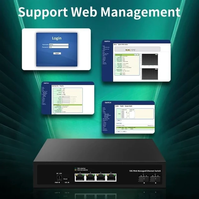 Alt view image 3 of 6 - 10Gb Switch Web Managed 4 Port 10Gb Managed Network Switch