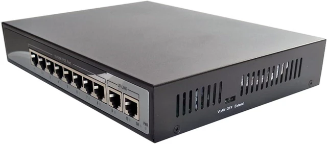 Main image of Full Fast Ethernet 8CH POE Switch 10/100M 250m Long Distance 150W DC 2 LAN RJ45 Uplink Ports Widely Adapted