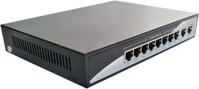 Alt view image 3 of 6 - Full Fast Ethernet 8CH POE Switch 10/100M 250m Long Distance 150W DC 2 LAN RJ45 Uplink Ports Widely Adapted
