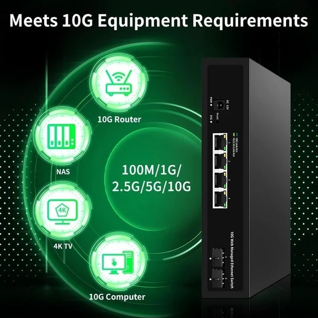 Alt view image 4 of 6 - 10Gb Switch Web Managed 4 Port 10Gb Managed Network Switch