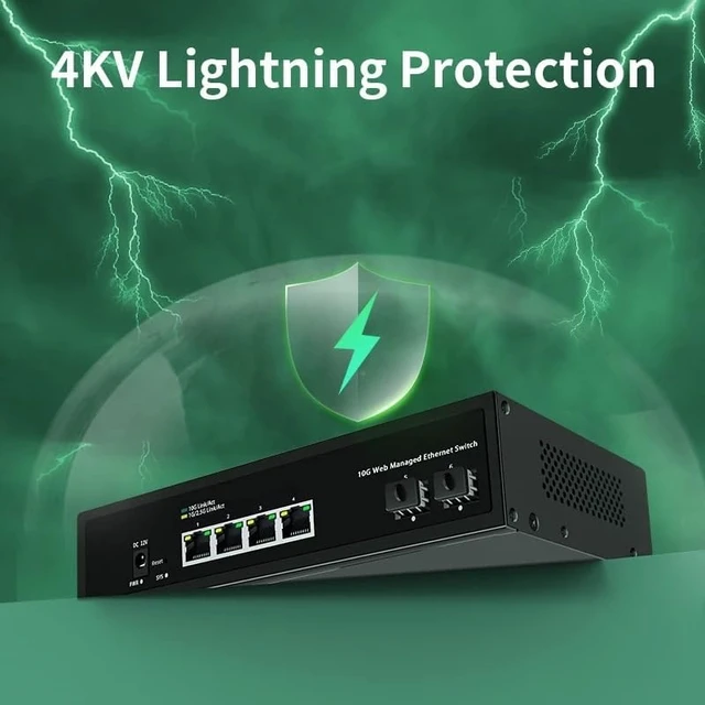 Alt view image 5 of 6 - 10Gb Switch Web Managed 4 Port 10Gb Managed Network Switch