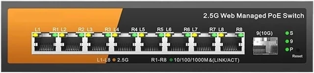 Main image of 9-Port Multi-Gigabit Managed Switch, KP-9000-9XHPML-X with 8-2.5Gbps PoE and 1-10Gb SFP+ Uplink