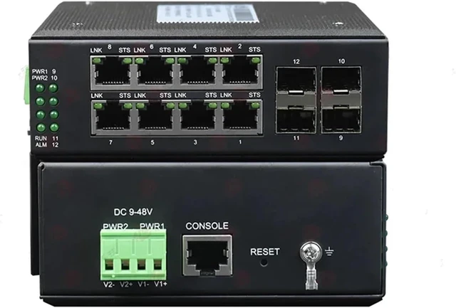 Alt view image 5 of 5 - Industrial Din Rail Switch Gigabit Ethernet for Managed l2 8 Port Ring Network Switch Fast Gigabit Ethernet Industrial Poe Switch with SFP Optical Fiber Slot