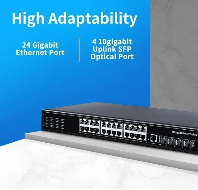 Alt view image 3 of 6 - 28 Port Managed Ethernet Switch L3 10Gigabit Network Switcher 1000Mbps