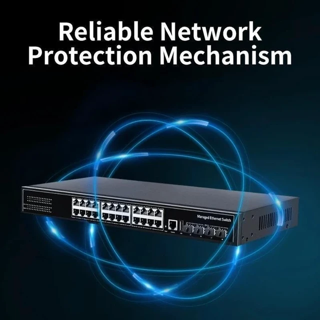 Alt view image 6 of 6 - 28 Port Managed Ethernet Switch L3 10Gigabit Network Switcher 1000Mbps