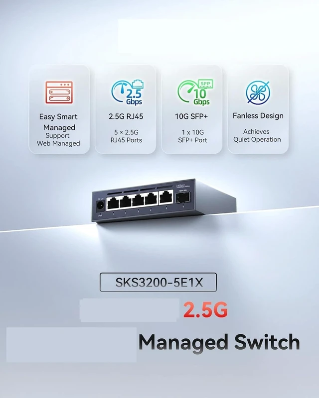 Alt view image 2 of 6 - SKS3200-5E1X Managed Switch Ethernet 5*2.5G RJ45 1*10G SFP