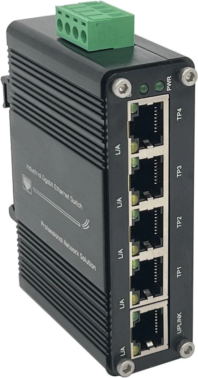 Main image of Industrial 5 Ports Gigabit PoE Switch Ethernet 12~48V 10/100/1000Mbps Poe Hub 4*RJ45 Port Din Network(5 Port Switch)