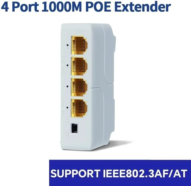 Alt view image 2 of 7 - 100/1000M POE Extender 4 Port Network Switch IEEE802.3af/at Plug&Play
