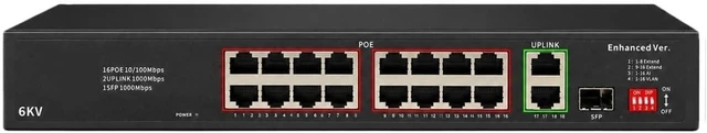 Main image of 16-Port POE Switch 2 RJ45 1 SFP Port igabit 250m VLAN/AI 6KV