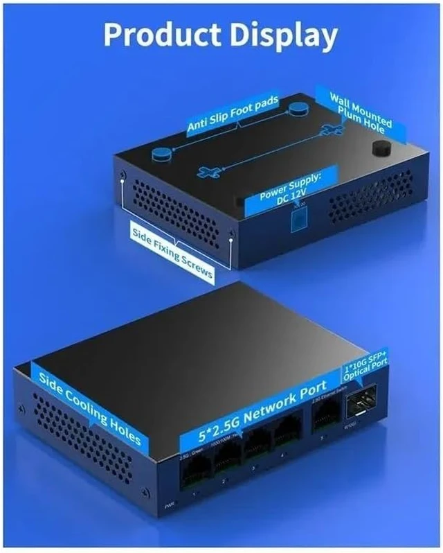 Alt view image 2 of 3 - L22A-2.5G Switch 5 Port 2500Mbps Network Switch With10G SFP+ Plug and Play