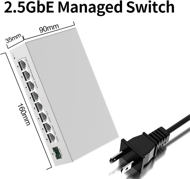 Alt view image 2 of 7 - Network Switch 2.5GbE Managed Switch 8 Port 2.5GBASE-T Network Switcher 10G SFP+ Slot Uplink Web Managed(US Adapter)