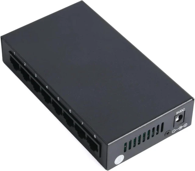 Main image of 8 Port 100Mbps Fast Ethernet Switch, Metal Network Hub for Home Office